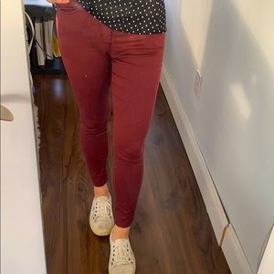 Topshop ankle pants in maroon (Leigh W26 L30)